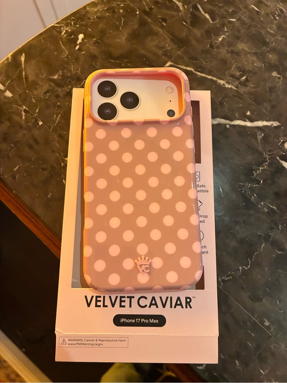 Velvet Caviar Pink Polka Dot iPhone Case with White Dots
